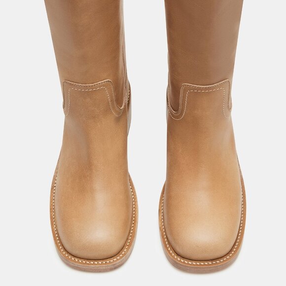 New Womens sz 9 Steve Madden RIGGS BANANA LEATHER BOOTS square shoe fashion - Picture 4 of 8